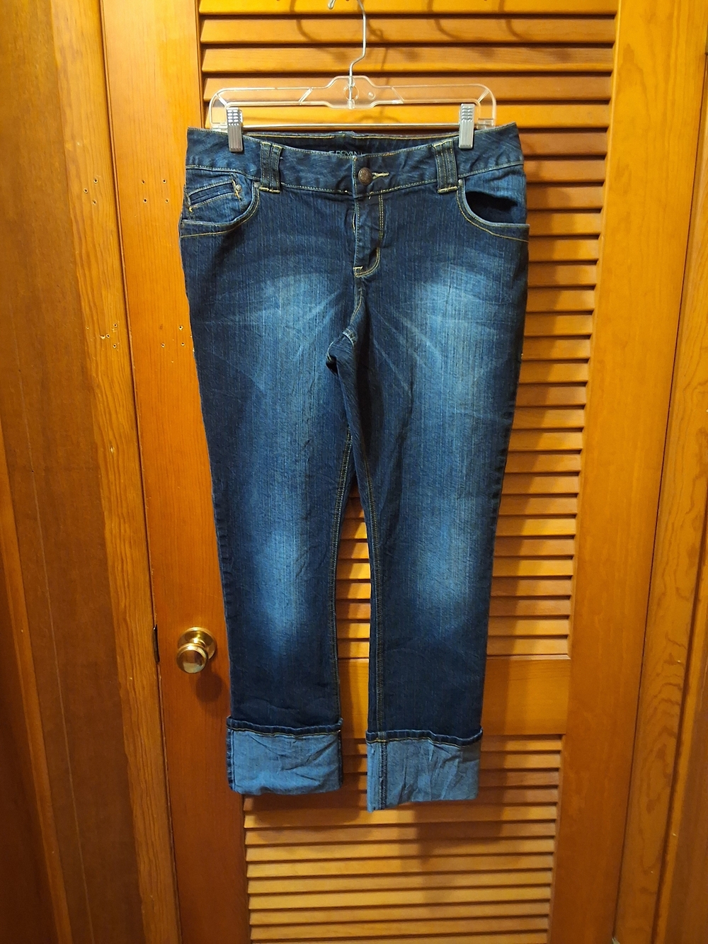 Lane Bryant Dark Blue Cuffed Stretch Ankle Jeans